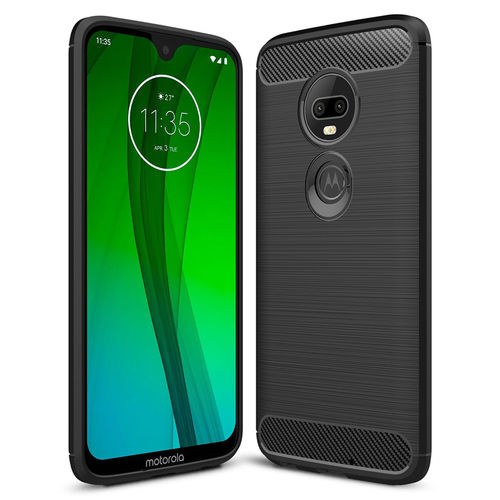 Flexi Slim Carbon Fibre Case for Motorola Moto G7 / G7 Plus - Brushed Black